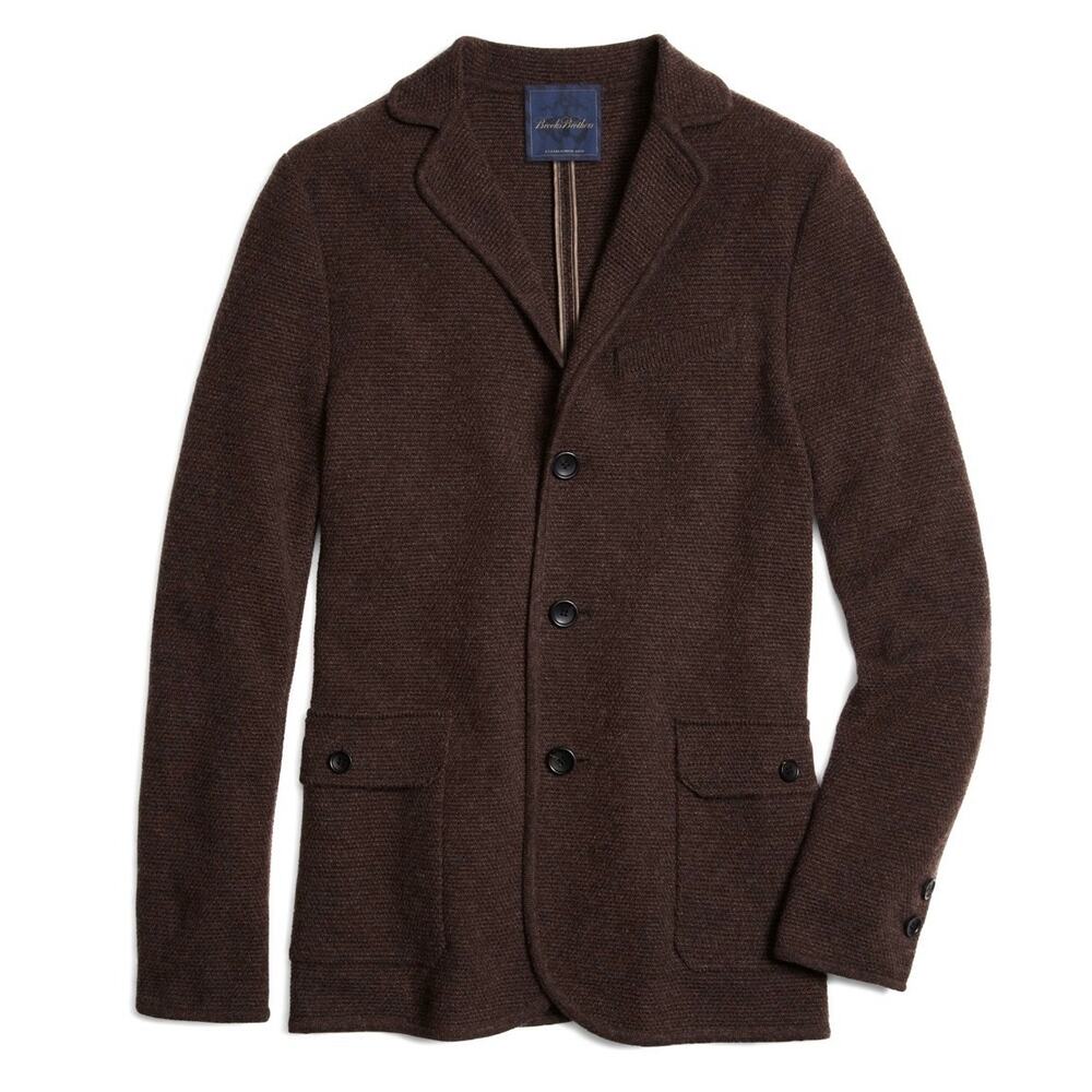 Brooks Brothers RARE Craftsman Collection Brown Cashmere Sweater Jacket Large